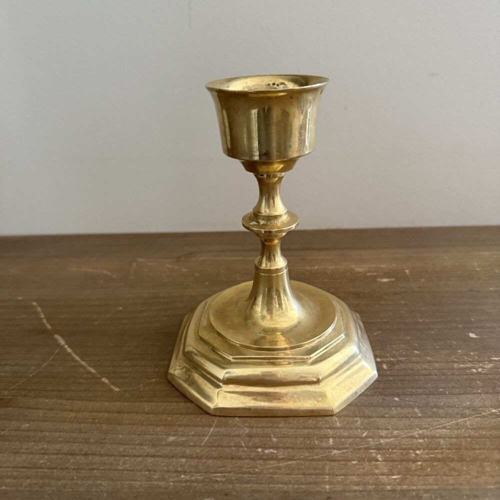 Vintage NIH Solid Brass 5” Candlestick Candle Holder Made In India